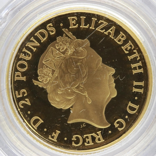 2214 - 2019 gold proof quarter-oz £25, The Falcon of the Plantagenets from the Queens Beasts collection, Ro... 