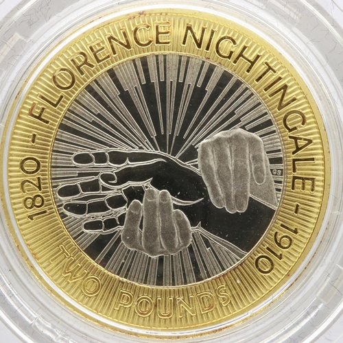 2222 - 2010 silver proof Piedfort £2, Florence Nightingale, Royal Mint, limited edition of 1500, boxed with... 