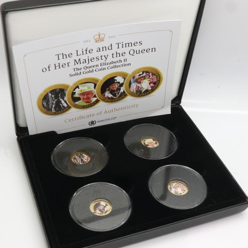 2224 - 2017 9ct gold four-coin set, The Life and Times of Her Majesty the Queen, Heirloom Coin Collections,... 