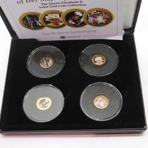 2224 - 2017 9ct gold four-coin set, The Life and Times of Her Majesty the Queen, Heirloom Coin Collections,... 