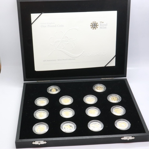 2226 - 2008 silver proof One Pound 25th Anniversary Coin Collection, Royal Mint, limited edition of 15,000,... 