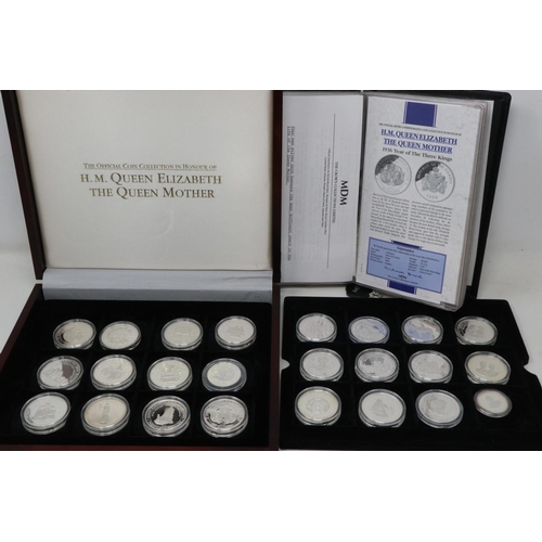 2244 - Silver proof twenty-four coin set, Her Majesty Queen Elizabeth The Queen Mother, MDM Crown Collectio... 