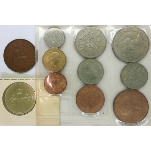 2247 - 1953 proof set, a carded UNC £2 and a 1950 penny, nUNC. UK P&P Group 0 (£6+VAT for the first lot and... 