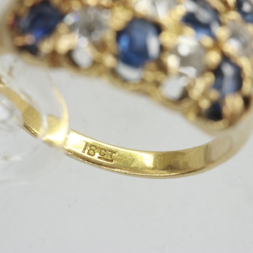 33 - Victorian 18ct gold cluster ring set with sapphires and old cut diamonds, size N, 6.0g. UK P&P Group... 