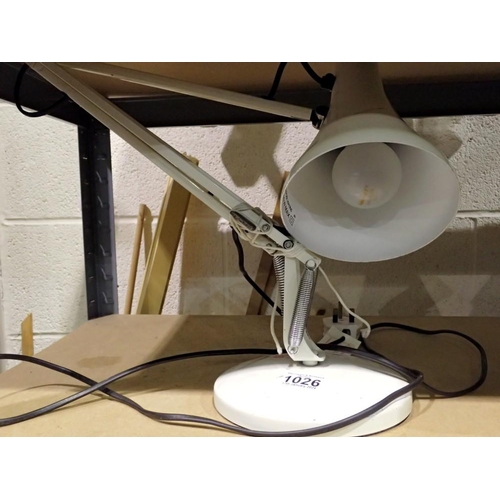 1026 - White anglepoise style lamp. All electrical items in this lot have been PAT tested for safety and ha... 