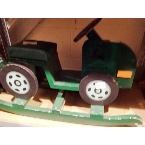 1031 - Child's wooden John Deere tractor rocker. Not available for in-house P&P