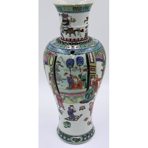 182 - Kanxi period? famille vert porcelain vase, decorated with a multitude of figures, including a noblem... 