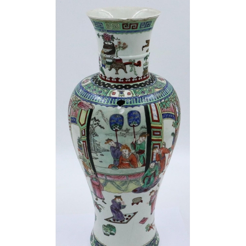 182 - Kanxi period? famille vert porcelain vase, decorated with a multitude of figures, including a noblem... 