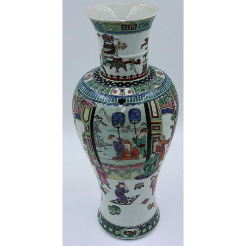 182 - Kanxi period? famille vert porcelain vase, decorated with a multitude of figures, including a noblem... 