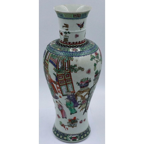 182 - Kanxi period? famille vert porcelain vase, decorated with a multitude of figures, including a noblem... 