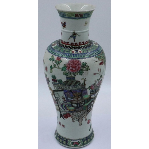 182 - Kanxi period? famille vert porcelain vase, decorated with a multitude of figures, including a noblem... 