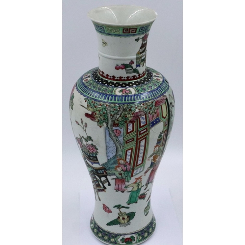 182 - Kanxi period? famille vert porcelain vase, decorated with a multitude of figures, including a noblem... 