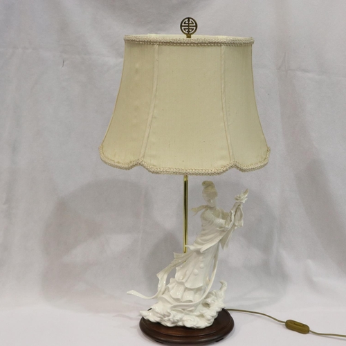 254 - Franklin Mint Goddess of the Heavenly Flowers table lamp, by Mei-Lin-Li, no cracks or chips, H: 68 c... 