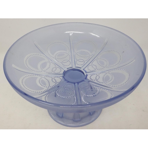 272 - Patterned blue glass comport, D: 23 cm. UK P&P Group 2 (£20+VAT for the first lot and £4+VAT for sub... 