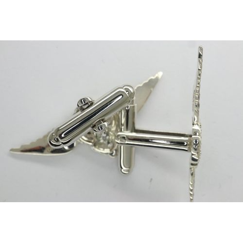 19 - Pair of sterling silver RAF cufflinks, L: 40 mm. UK P&P Group 0 (£6+VAT for the first lot and £1+VAT... 