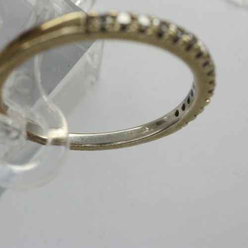 29 - 9ct gold half eternity ring set with diamonds, size M/N, 1.6g. UK P&P Group 0 (£6+VAT for the first ... 