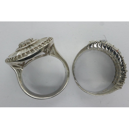 31 - Two 925 silver stone set cluster rings, both size R. UK P&P Group 0 (£6+VAT for the first lot and £1... 