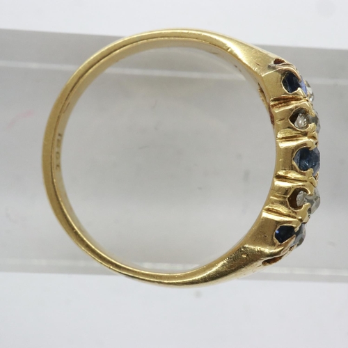 33 - Victorian 18ct gold cluster ring set with sapphires and old cut diamonds, size N, 6.0g. UK P&P Group... 