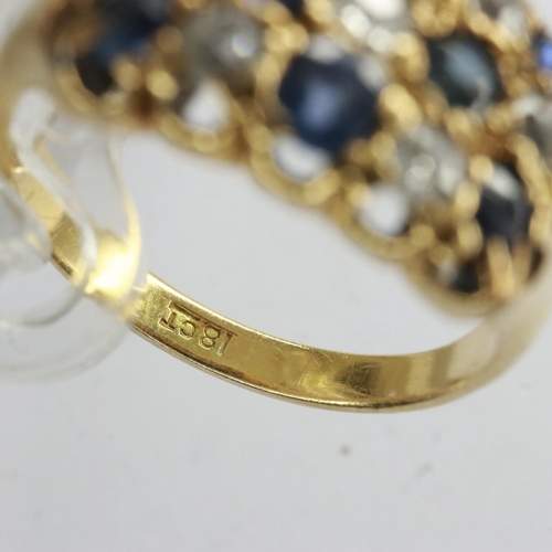 33 - Victorian 18ct gold cluster ring set with sapphires and old cut diamonds, size N, 6.0g. UK P&P Group... 