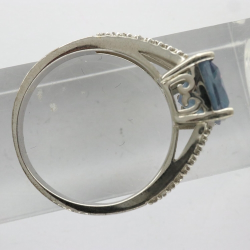 37 - TGGC 925 silver ring set with sapphire, size P/Q. UK P&P Group 0 (£6+VAT for the first lot and £1+VA... 