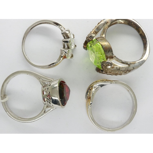 48 - Four 925 silver stone set rings, mixed sizes. UK P&P Group 0 (£6+VAT for the first lot and £1+VAT fo... 