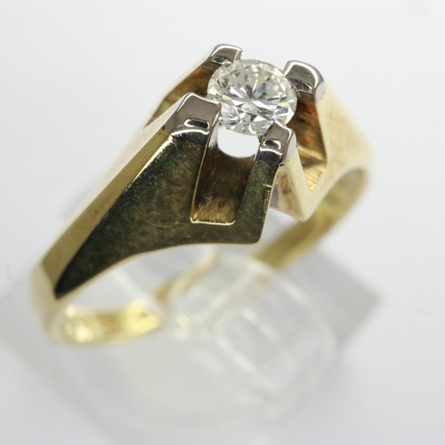 5 - 14ct gold diamond set solitaire ring, size K, 3.3g. UK P&P Group 0 (£6+VAT for the first lot and £1+... 