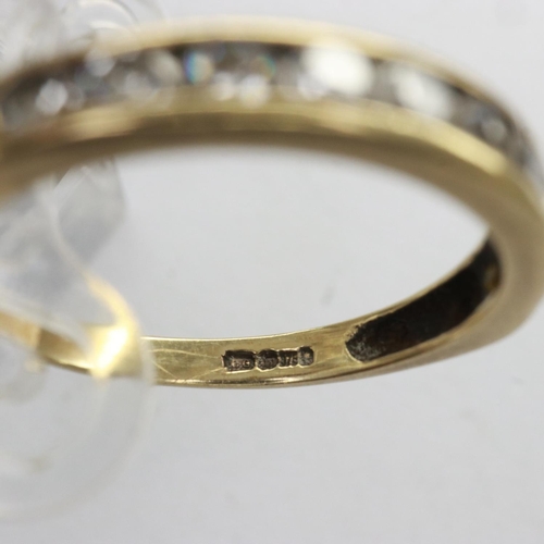 53 - 9ct gold half eternity ring set with cubic zirconia, size O, 1.8g. UK P&P Group 0 (£6+VAT for the fi... 