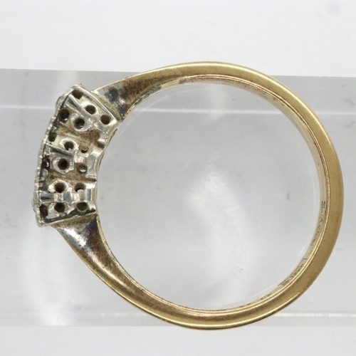 61 - 9ct gold trilogy ring set with diamonds, size N, 2.3g. UK P&P Group 0 (£6+VAT for the first lot and ... 