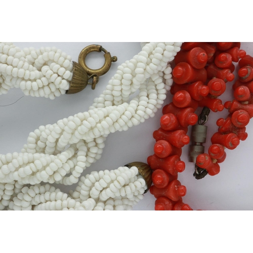 73 - Edwardian coral necklace, L: 40 cm, and another. UK P&P Group 1 (£16+VAT for the first lot and £2+VA... 