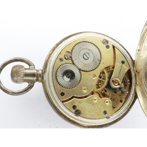 107 - Waltham American Traveller full hunter pocket watch in sterling silver case, not working at lotting,... 