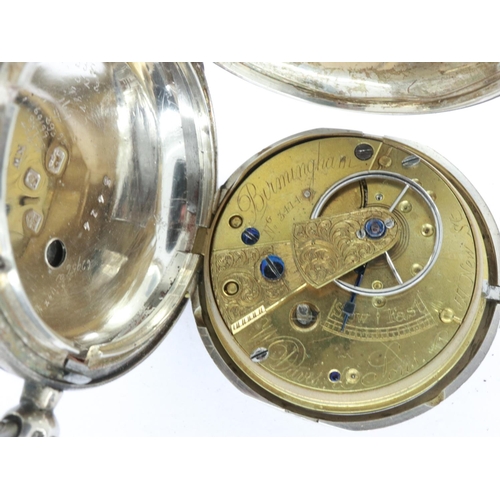 108 - Hallmarked silver W. Davis & Sons fob watch, not working at lotting. UK P&P Group 1 (£16+VAT for the... 