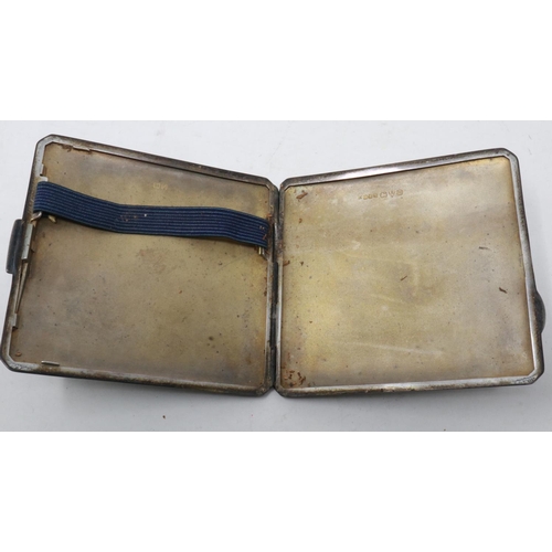 119 - Hallmarked silver cigarette/card case, Chester assay, 85 x 85 mm, 118g. UK P&P Group 1 (£16+VAT for ... 