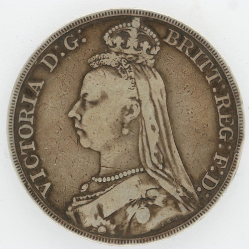 129 - Victoria 1889 crown. UK P&P Group 0 (£6+VAT for the first lot and £1+VAT for subsequent lots)