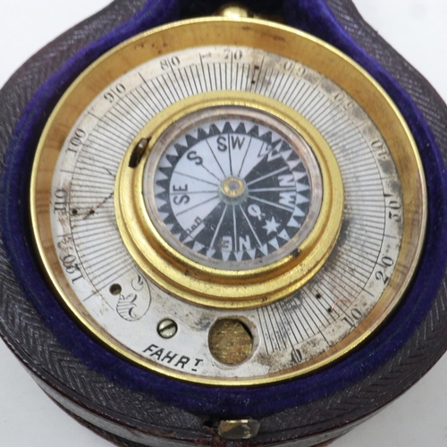 142 - Chadburn & Son Liverpool brass cased pocket aneroid barometer with integral compass and silvered dia... 