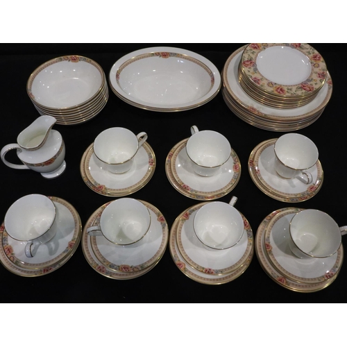 214 - Royal Doulton dinner and tea service in the Darjeeling pattern (48). Not available for in-house P&P