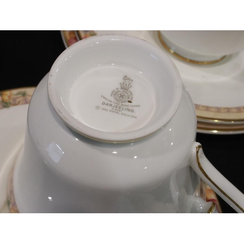 214 - Royal Doulton dinner and tea service in the Darjeeling pattern (48). Not available for in-house P&P