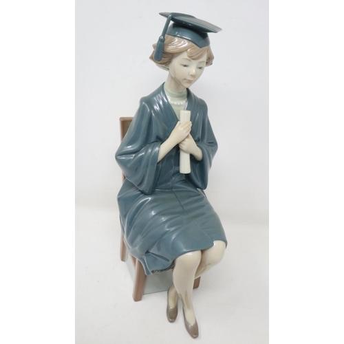 219 - Lladro figurine of a female graduate, no cracks or chips, H: 28 cm. UK P&P Group 2 (£20+VAT for the ... 