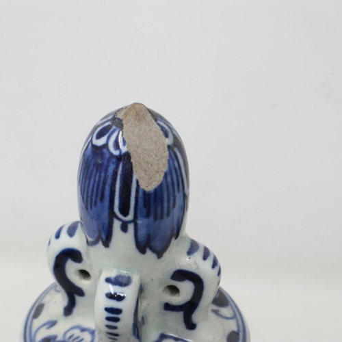 227 - Pair of Delft covered blue and white decanters, damage to lids, H: 26 cm. UK P&P Group 2 (£20+VAT fo... 