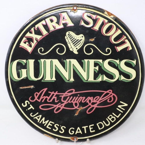 296 - Circular Guinness enamel wall mounting sign, D: 30 cm. UK P&P Group 2 (£20+VAT for the first lot and... 