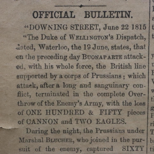 323 - Napoleonic Wars: a period double-page spread from the London Gazette Extraordinary, an insert to The... 