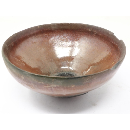 175 - Southern Song Dynasty glazed hare fur footed bowl, losses to rim, D: 11 cm. UK P&P Group 1 (£16+VAT ... 