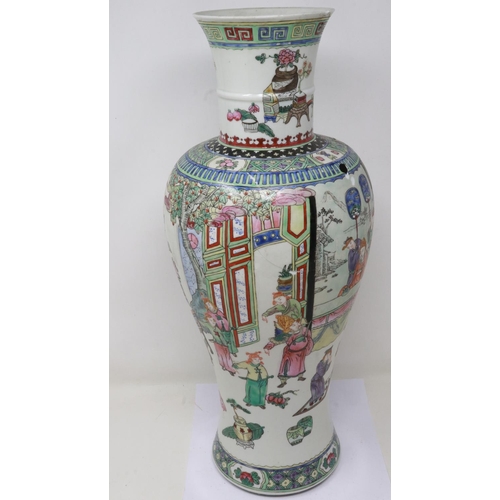 182 - Kanxi period? famille vert porcelain vase, decorated with a multitude of figures, including a noblem... 