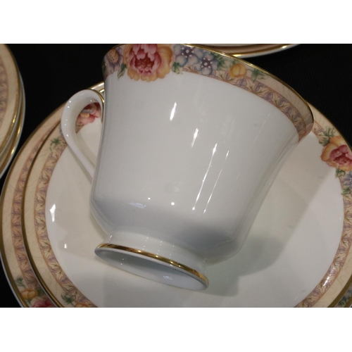 214 - Royal Doulton dinner and tea service in the Darjeeling pattern (48). Not available for in-house P&P