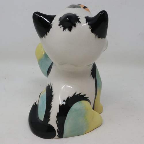 222 - Lorna Bailey cat, Bumblebee, no cracks or chips, H: 12 cm. UK P&P Group 1 (£16+VAT for the first lot... 