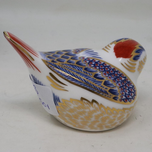 259 - Royal Crown Derby goldcrest paperweight with gold stopper, L: 90 mm, boxed. UK P&P Group 1 (£16+VAT ... 