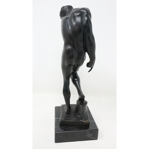 277 - Bronze sculpture of Adam on a marble base, H: 20 cm. UK P&P Group 2 (£20+VAT for the first lot and £... 