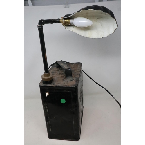 284 - Shell BP metal fuel can converted to a lamp, H: 53 cm. Not available for in-house P&P