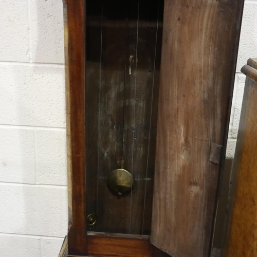 303 - Monks of Prescott, oak cased longcase clock, arched brass dial with a silvered Roman and Arabic chap... 