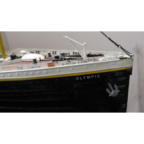 313 - Scratch built model of The Titanic (named Olympic) in a perspex case, overall L: 112 cm. Not availab... 