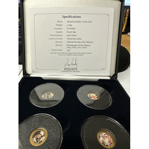 2224 - 2017 9ct gold four-coin set, The Life and Times of Her Majesty the Queen, Heirloom Coin Collections,... 